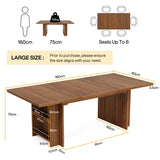 Tribesigns Dining Table for 6 to 8, 63-Inch Rectangular Wooden Kitchen Table with Storage