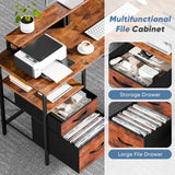 JHK 62IN L Shaped Computer Desk with 2 Drawers Wood Table