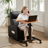 JHK Mobile Small Standing Desk Portable Computer Desk Laptop Height Adjustable Table Sitting Workstation Lockable Wheels