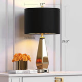 Set of 2 Mirrored Glass Bedside Table Lamps with 2 USB Ports for Nightstand