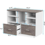 2Drawer Wood File Cabinet Mobile Lateral Filing Cabinet for Hanging Letter Size Files Printer Stand