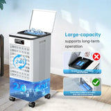 Portable air conditioner for indoor use, plastic housing, white, 3-in-1 swamp cooler with evaporative cooling, 3 speeds and 3 m