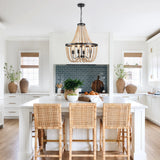Modern Boho Wood Bead Chandelier Classic Dimmable High Ceilings Chandeliers