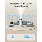 Large Room 1000 sq ft Cool Mist Humidifier with Remote/Touch/Voice & App Control, Low Noise, RGB Light, White HM755S