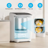 Portable washing machine for home, apartment, RV use; white plastic unit with 18lbs capacity
