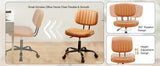 JHK Armless Office Desk Chair Back Lumbar Support Height Adjustable PU Leather Computer Chair