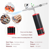 Cordless airbrush kit with air brush holder replaceable 2pcs batteries powered portable handheld mini air