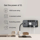 Surge Protector Power Strip w/ 8 Rotating & 4 Standard Outlets, 8ft Extension