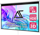 110 Inch Manual Pull Down Projector Screen, 16:9 Retractable with Auto-Lock