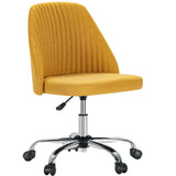 JHK Armless Small Desk Office Chair Cute Vanity Swivel Chair with Back Modern Fabric with Wheels Swivel