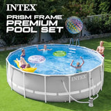 Above ground swimming pool set for backyard, steel frame with blue finish