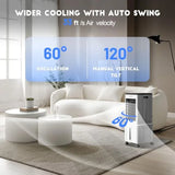 Portable evaporative air cooler for indoor use with 6 ice packs, remote, 12H