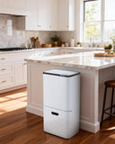 16 Gal Dual Trash Can for Kitchen with Compost Bin, 2 Compartment (33L + 28L) Stainless Steel Recycling Bin Combo, Garbage Can with Removable