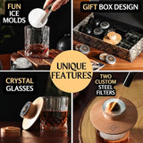 Whiskey Smoker Kit - Cocktail Smoker Kit With Torch, 2 Whiskey Glasses, 2 Ice Ball Makers, 6 Flavors Wood Chips - Old Fashioned