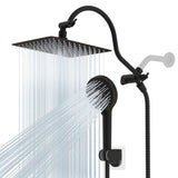 Hibbent 10'' High Pressure Rainfall Shower Head Handheld Spray Combo with 12'' Ad