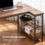 L Shaped Desk 39 Inch Computer Desk with Reversible Storage Shelves