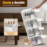 20PCS/24PCS Foldable Flip Shoe Boxes Set Shoe Rack Stackable Storage Container Plastic Clear Shoe Case
