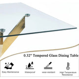 36 Inch Square Tempered Glass Dining Table with Gold Legs for Small Spaces Kitchen