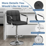 JHK Ergonomic Padded Armrests PU Leather Adjustable Swivel Office Chair Counter Height Thickened Seat Cushion