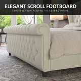 Queen Size Platform Bed Frame with Scroll Wingback Headboard/Footboard