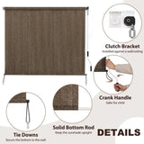 Outdoor Sunshade Roller Shades 6' W x 8' H, Cordless Roll Up Shade Blinds Privacy Screen