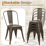 Furmax Metal Dining Chair Indoor-Outdoor Use Stackable Classic Trattoria Chair Chic Dining Bistro Cafe