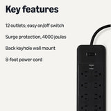 12-Outlet Surge Protector Power Strip w/ 4000 Joules and 8ft Cord for Home