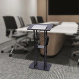 Iron 47 Inch Curved Podium Suitable for Schools Conference Rooms Stages Churches Classrooms with Storage