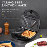 Yabano Sandwich Maker, 3 in 1 Waffle Maker, Toaster and Electric Panini Press Grill