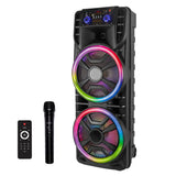 2800W Dual 12" Bluetooth Speaker Karaoke Portable Heavy Bass Sound System Party