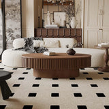 Modern Oval Coffee Table with Storage, Walnut Finish, Fluted Design