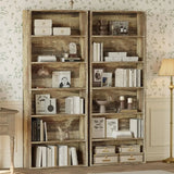 IRONCK Bookshelves and Bookcases Set of 2 Floor Standing 6 Tiers Display Storage Shelves