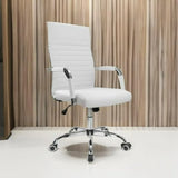 Furmax Ribbed Office Desk Chair Mid-Back PU Leather Executive Conference Task Chair Adjustable