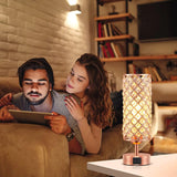 Crystal Table Lamp 3-Way Dimmable Touch Control Rose Gold Bedside Lamp