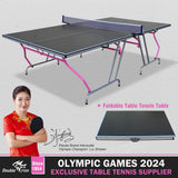 DOUBLE FISH 8×4Ft Foldable Portable Ping Pong Table W/2 Paddles,3 Balls