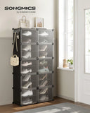SONGMICS Shoe Rack, 10 Cubes With Doors, 40 Pair For Bedroom, Entryway
