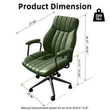 Leather Office Desk Chair with Wheels and Arms, Height Adjustable, Vintage