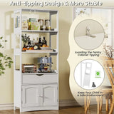 Freestanding Tall Kitchen Pantry Cabinet with Shelves, Drawers, and Microwave Space
