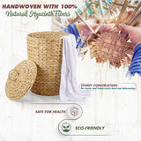 3 Gallons Wicker Trash Can with Lid and Removable Liner, Wicker Rattan Bathroom