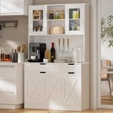 71 Tall Kitchen Pantry Storage Cabinet with Microwave Stand and Charging Station