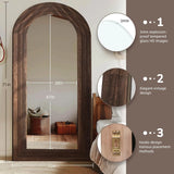 [Hot Sale!]Arched Full Length Mirror with Solid Wood Frame, 71x32