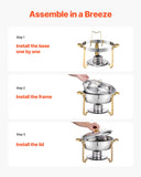 SucceBuy 4 Pack Chafing Dish Buffet Set Stainless Steel Chafer w/4 Full Size Pan