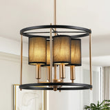 Farmhouse Chandeliers for Dining Room Gold Liner Chandelier with Fabric Shades