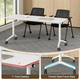 Foldable Mobile Conference Table with Wheels, Flip Top Design