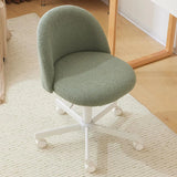 VINGLI White Modern Velvet Vanity Chair with Back - Silent Wheels Stylish Comfortable