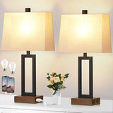 Nightstand  for Bedroom Set of 2 with 2 USB Ports and AC Power Outlet 23.5"