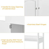 Freestanding Tall Kitchen Pantry Cabinet with Shelves, Drawers, and Microwave Space