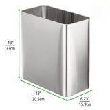 Stainless Steel Slim Rectangular Modern Metal 2.6 Gallon 10 Liter Trash Can Wastebasket