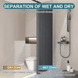Foldable Magnetic Shower Curtain Waterproof Bathroom Curtain with 14 Hooks Modern