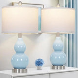 22" Double Gourd Ceramic Table Lamps Set of 2, Nightstand Desk Lamps